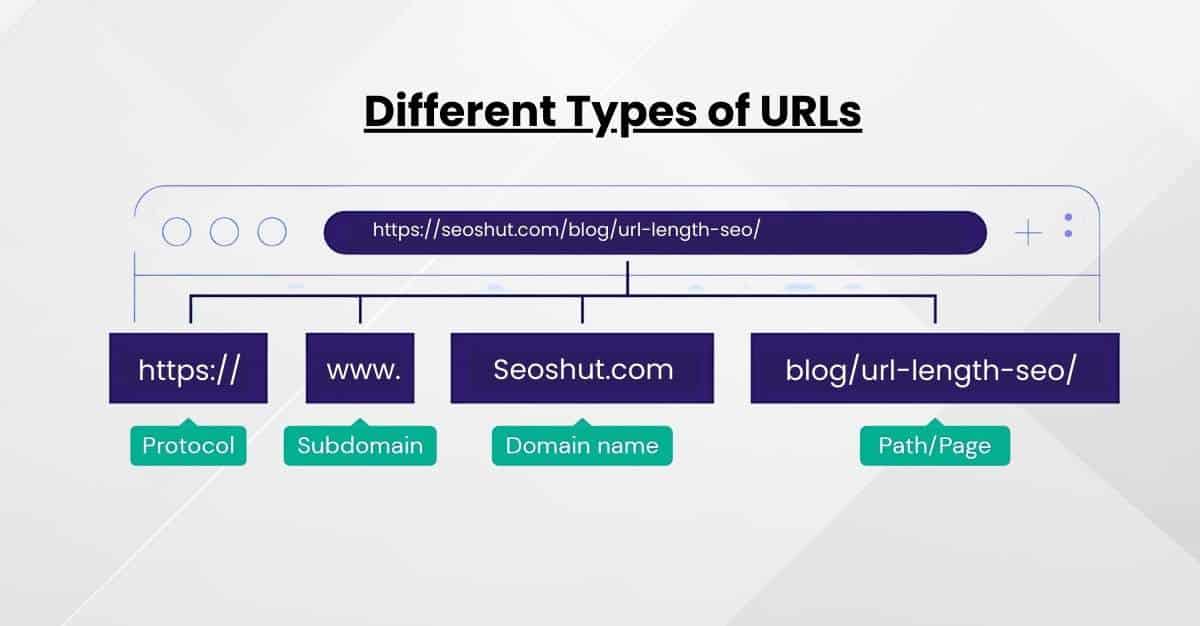 Various types of URLs with examples.