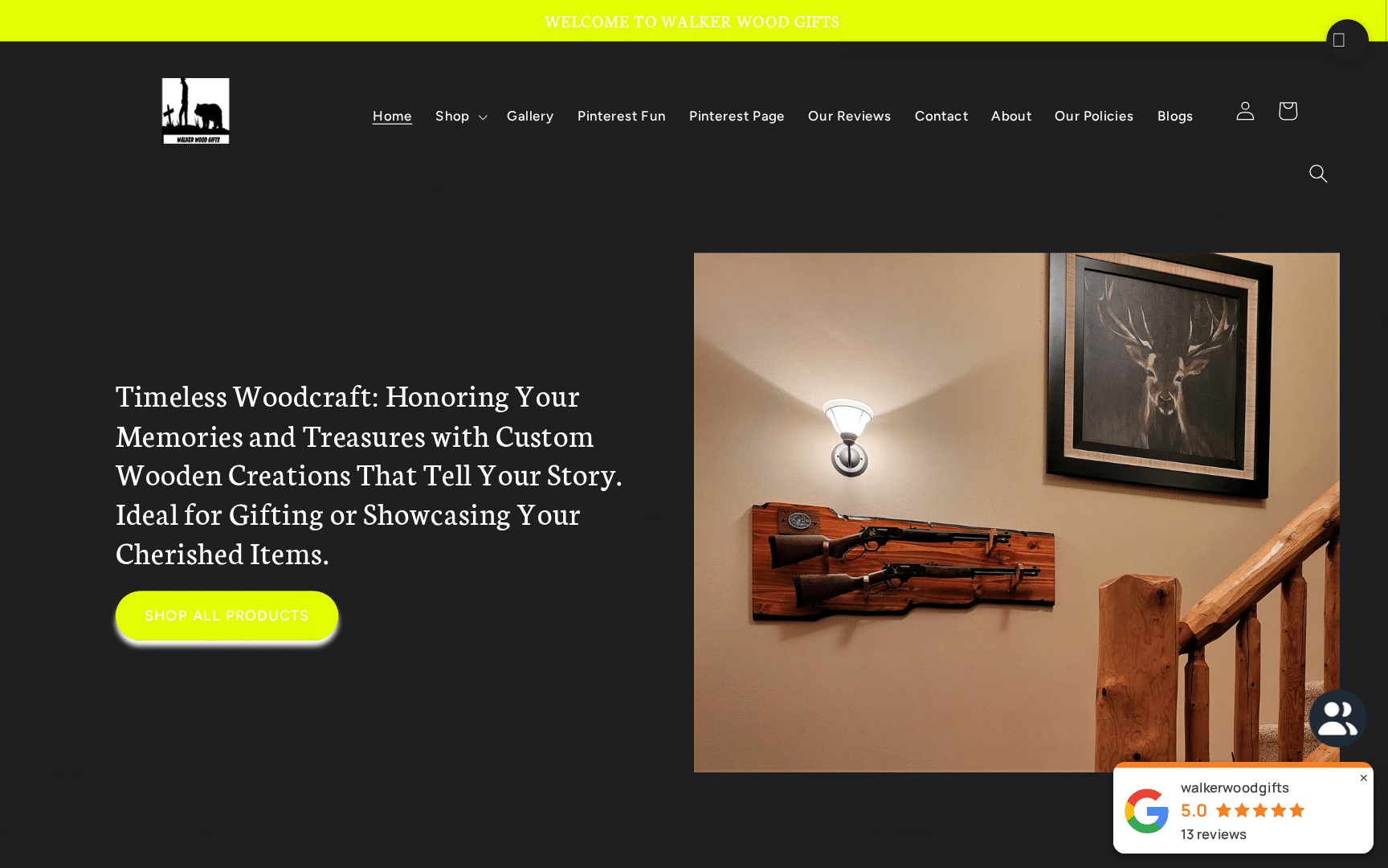 Walker Wood Gifts homepage — live