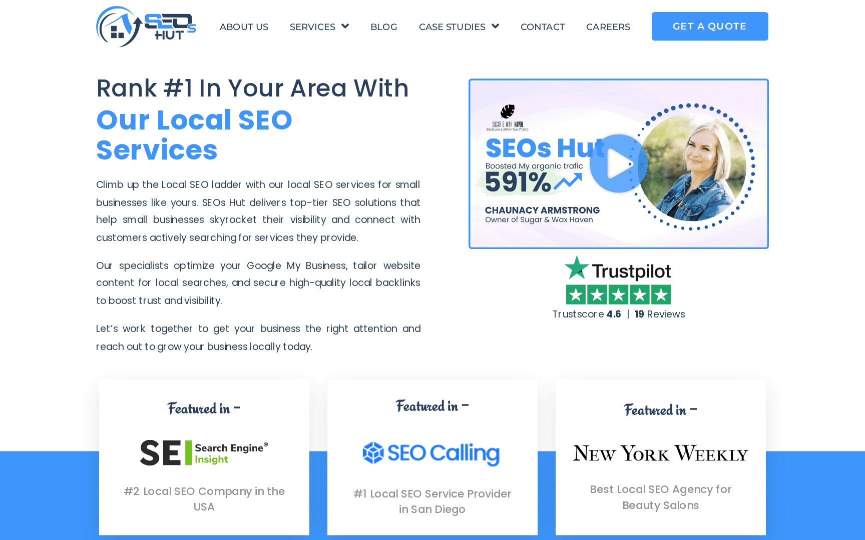 Old SEOs Hut homepage — April 2026