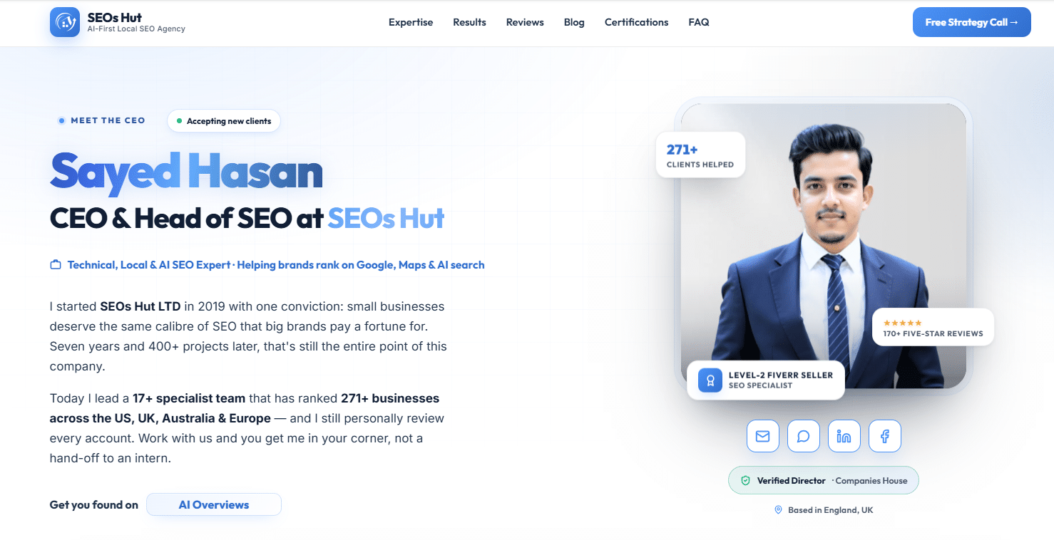 Sayed Hasan — Technical, Local & AI SEO (GEO) Expert